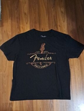 Fender Black T-Shirt with Gold California Graphic